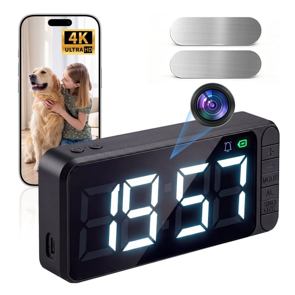 Wireless Mini Camera Clock 4K Hiiden Camera with Motion Detection, Night Vision, Remote Viewing