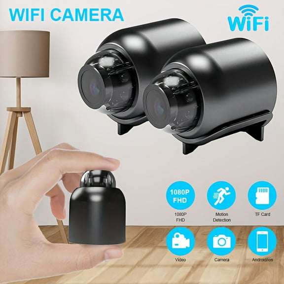 Wireless Camera, Mini Nanny Cam Smart Home, Small Indoor Outdoor Camera with Remote View, Compatible with Android and iOS, Baby, Pet Monitor(2PCS)