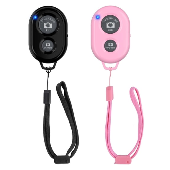 Wireless Camera Remote Shutter for Smartphones (2 Pack), Wireless Phone Camera Remote Control Compatible with iPhone/Android Cell Phone - Wrist Strap Included