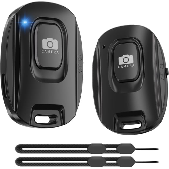 Wireless Camera Remote Shutter for iPhone and Android Smartphones 2 Pack, Bluetooth 5.2 Phone Remote Control Selfie Button for Photos and Videos, Battery Powered, Wrist Strap Included(2 Pack)