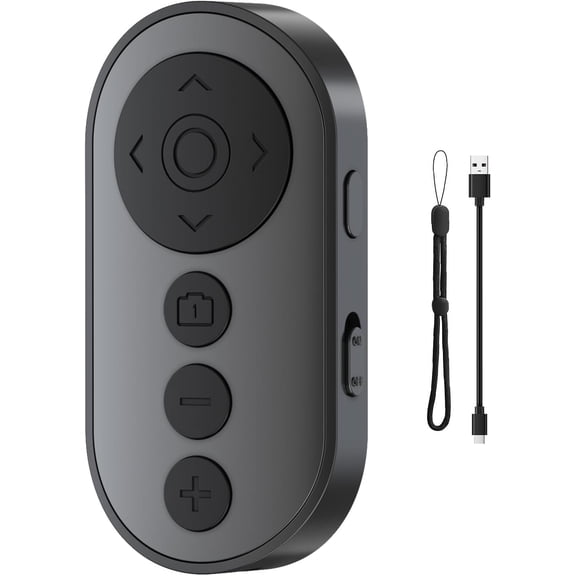 Wireless Camera Remote with Zoom/Camera Switch for Photo and Vlogging Compatible with iOS & Android Smartphone, Bluetooth Video Scrolling for Tiktok, Rechargeable Page Turner for E-Book APPS