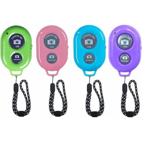 Wireless Camera Shutter Remote Control for Smart Phones- Compatible with iOS/Android (Pink+Green+Blue+Purple)