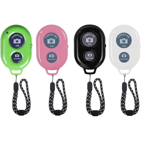 Wireless Camera Shutter Remote Control for Smart Phones- Compatible with iOS/Android (Pink+Green+White+Black)