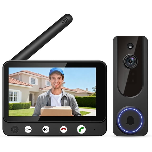 Wireless Camera Video Intercom System with 4.5" Indoor Visual Base Station, Two Way Talk, Smart AI Motion Detection, Night Vision, Cloud Storage.
