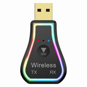 Wireless Car Audio Receiver Adapter USB Bluetooth 5.0 Colorful Atmosphere Light Lamp TX+RX Output Mode