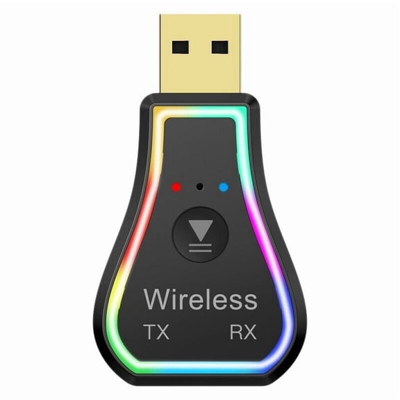 Wireless Car Audio Receiver Adapter USB Bluetooth 5.0 Colorful Atmosphere Light Lamp TX+RX Output Mode