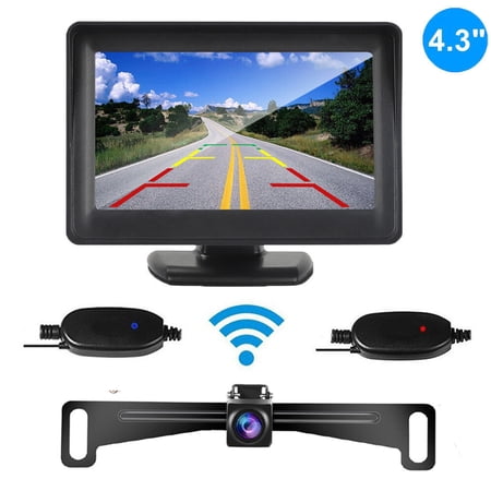 Pare HD Wireless Rear View Car Backup Camera Syster with 4.3 Monitor, Black