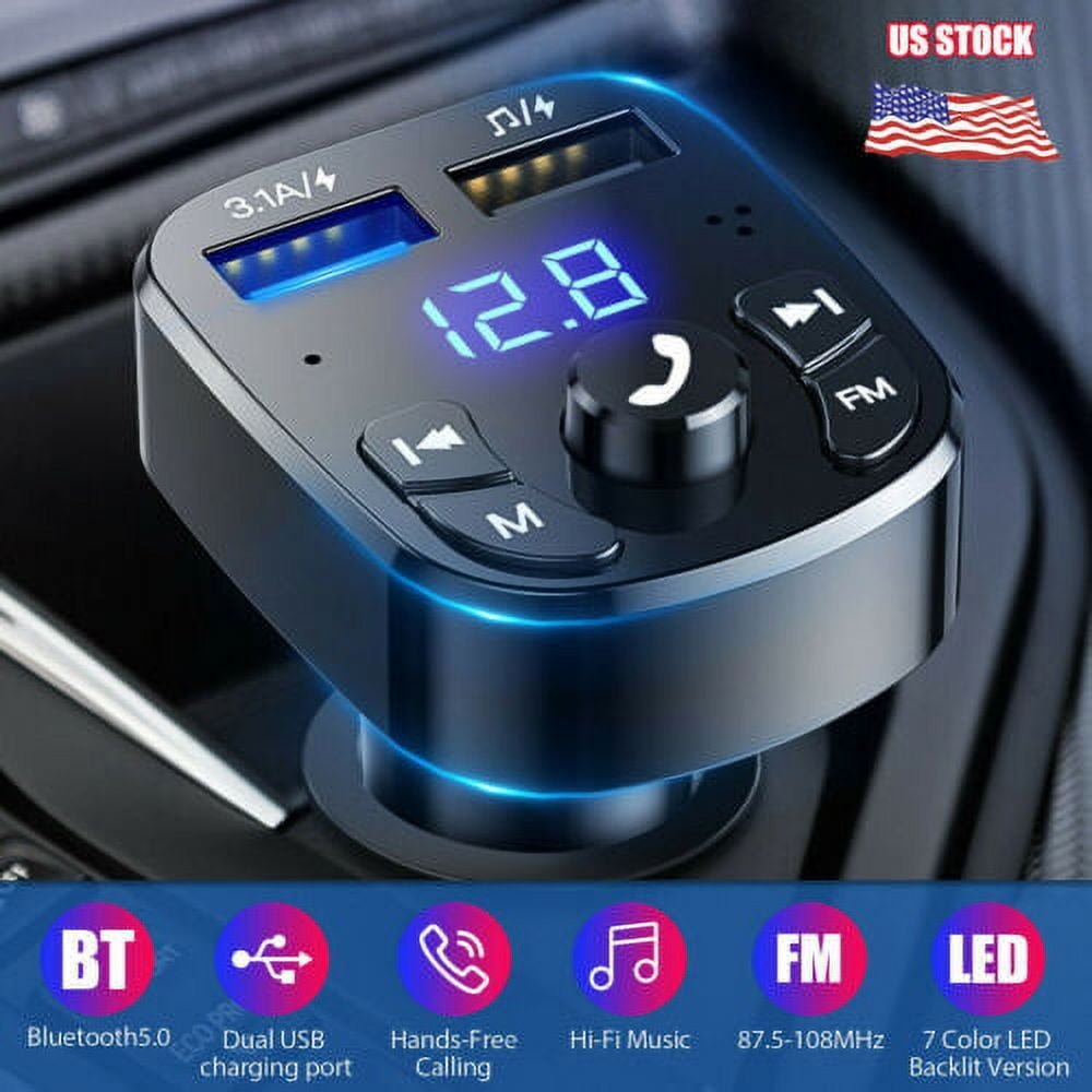 Rexing FM Transmitter Car Charger with Bluetooth 5.0, Wireless Audio  Adapter Dual USB & Type C, Quick Charge 3.0, Enhanced Bass Music Player,  Hands-Free Calling, Siri & Google Assistant Voice Control 
