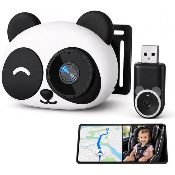 Wireless Car Camera CarPlay Monitor 1080P HD Backseat Camera for Car Vehicle Video Monitor Wide Angle Lens Plug and Play Split Screen Display
