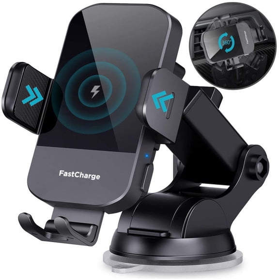 Wireless Car Charger,15W Fast Charging Auto Clamping Car Phone Holder Charger,Phone Holders for Car Mount Compatible for iPhone 17 16 15 14 13 12 11 Mini Pro Max XR,Samsung Galaxy,Black