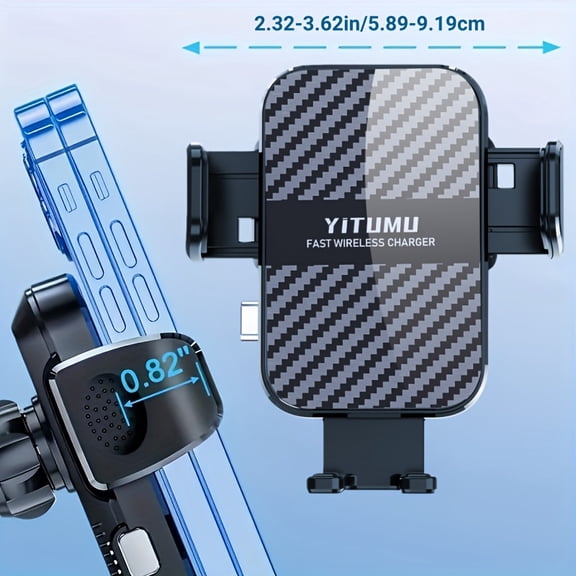 Wireless Car Charger, 15W Fast Charging Mobile Phone Holder, Dashboard Vent Wireless Charger Mobile Phone Holder, Suitable for iPhone, for Samsung Etc.