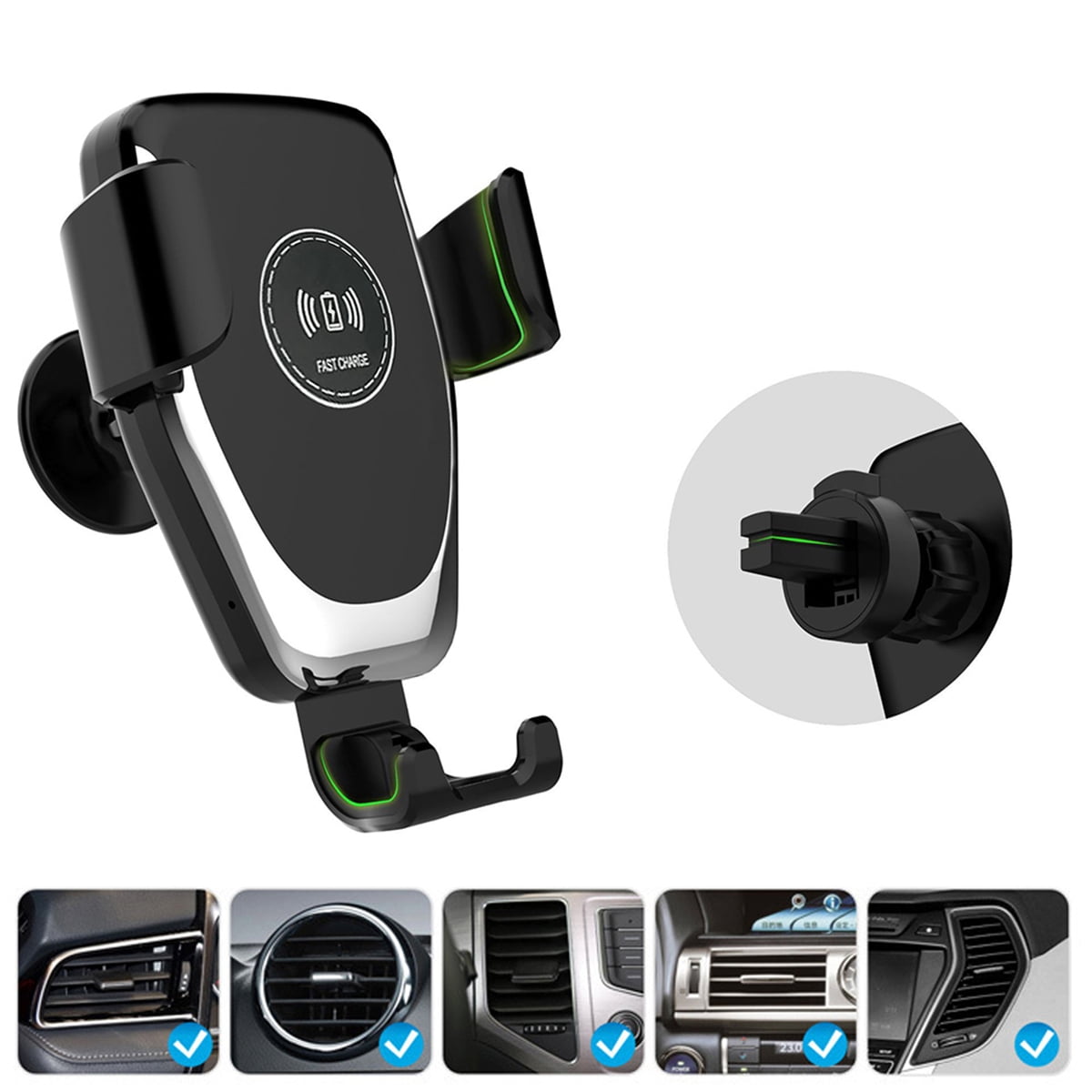 Wireless Car Charger, AFFLUX 15W/10W/7.5W Qi Car Charger Fast Charging Auto Clamping Car Wireless Charger Air Vent Car Phone Holder Mount, Compatible with iPhone 14/13/12/12 Pro Max/12 Mini/11