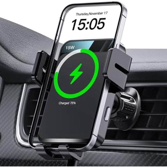 Wireless Car Charger,  Auto-Clamping Car Mount 15W/10W/7.5W Fast Charging Air Vent Car Phone Mount Compatible with iPhone 15/14/13/13 Pro/12 Pro Max/12 pro/12/11/10 Series, Samsung Galaxy Series