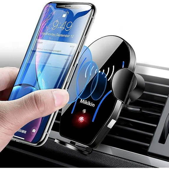 Wireless Car Charger, Auto-Clamping Car Phone Holder Mount 10W Fast Charging Air Vent Car Charger Compatible with iPhone 16 15 14 13 12 11 Pro Max Mini XR XS X, Samsung Galaxy S24 Ultra S23 S22 S21+