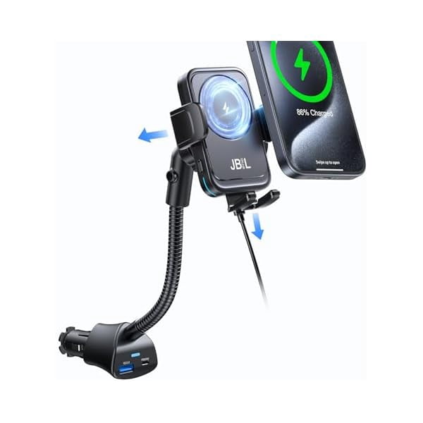 Wireless Car Charger, Car Cigarette Lighter Mount 15W Fast Charging Auto Clamping Car Charger Dual Port PD&QC3.0 for iPhone16/15/14/13/12/11 Pro Max