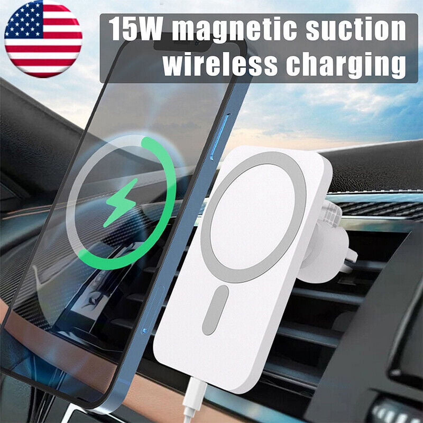 Wireless Car Charger: Magnetic Phone Car Mount for iPhone 14/13 /12 Series - 15w Car Phone Holder Mount Charger for Mag-Safe Compatible with iPhone 14/12/ 13 Pro Max Mini (White)