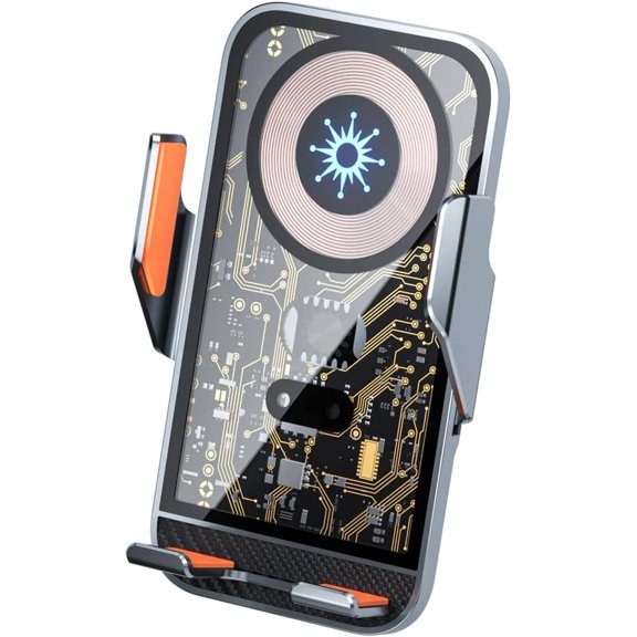 Wireless Car Charger Mobile Phone Holder Punk Cell Phone Mount Fast Auto Clamping Automatic Bracket Universal Dashboard/Windshield/Window for 5.74in-6.49in Phones (Grey)