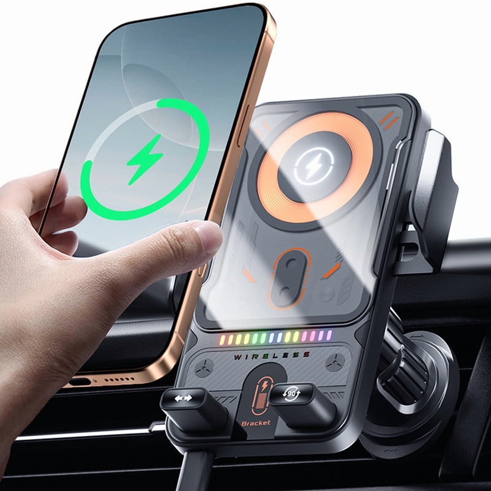 Wireless Car Charger Mount, 15W Fast Charging Auto-Clamping ...