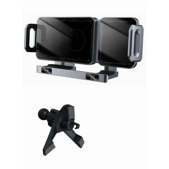 Wireless Car Charger Mount Dual-Coil Phone Car Mount for Folding Phones, Smart Gravity Car Phone Holder with Fast Charging Truck Accessories for Men