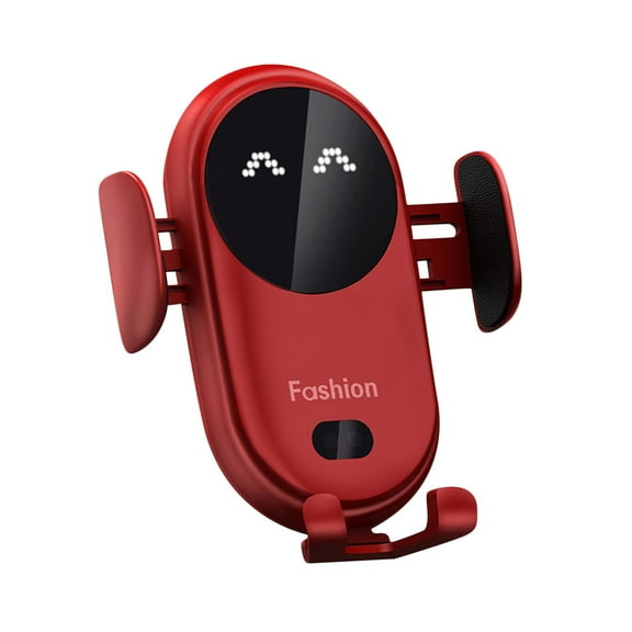 Wireless Car Charger Mount, Rvkxad Automatic Clamping Smart Infrared Sensor Vent Bracket, 10W Fast Charging 360 Rotation Car Phone Stand for Dashboard Windshield, Red