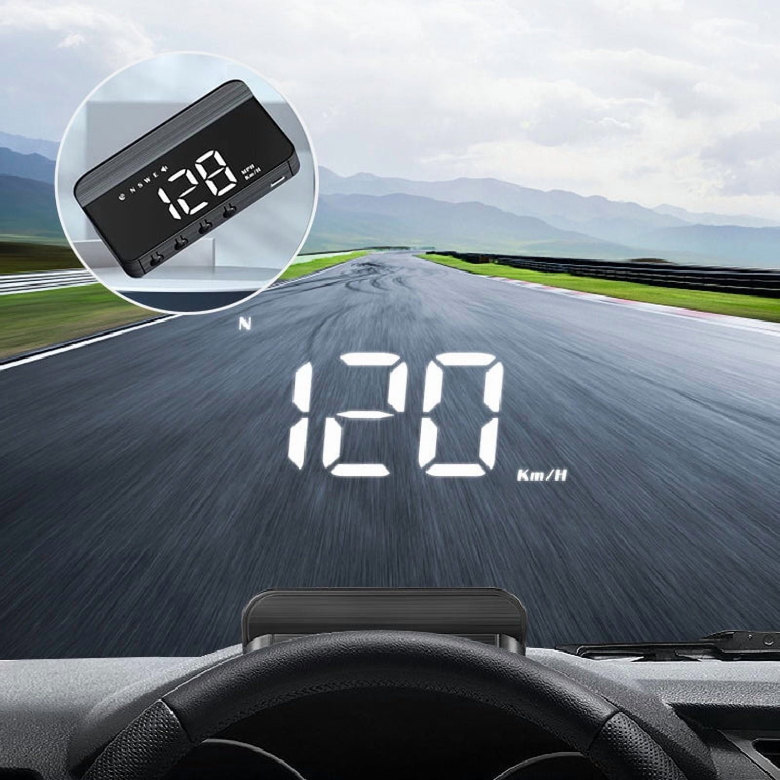 Wireless Car HUD Head-Up Display with Holographic Speed Projection and GPS, Universal Dashboard Speedometer for All Vehicles, Day/Night Visible Projector with Reflective Film