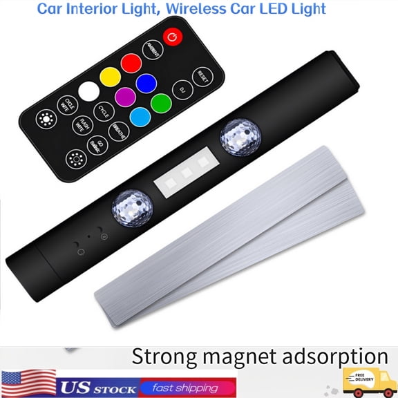 Wireless Car LED Light Interior Multcolor LED Light with Remote Control USB Rechargeable Ambient Lighting Kit Night Lamp for CarsTrucks SUVs Home Decoration