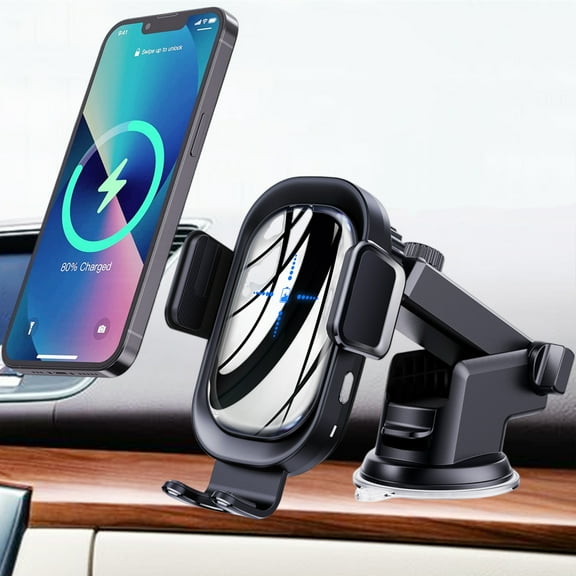 Wireless Car Mount Charger for iPhone Android Smartphone, Dashboard Windshield Cell Phone Automobile Cradles Air Vent Mount Phone Holder Mount, Cell Phone Car Holder Phone Stand for Car - Black
