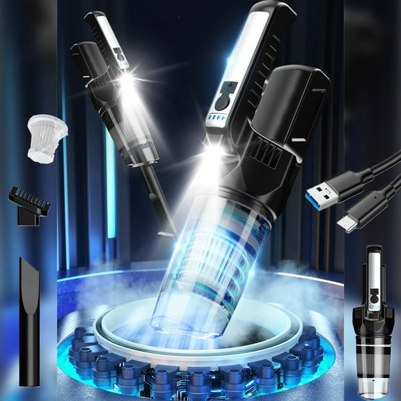 Wireless Car Vacuum Cleaner High Suction 9000Pa Portable for Auto Interior, Handheld Mini with LED Light 125ml Capacity