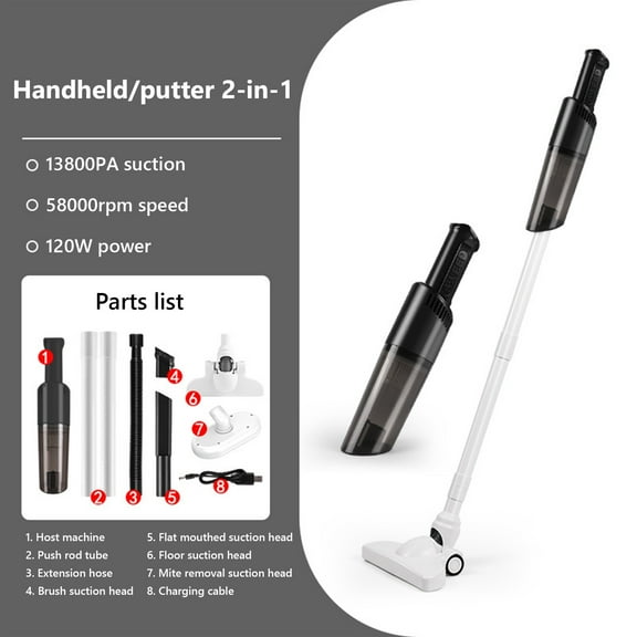 Wireless Car Vacuum Cleaner Plastic High Suction Handheld Duster for Home Auto, Black