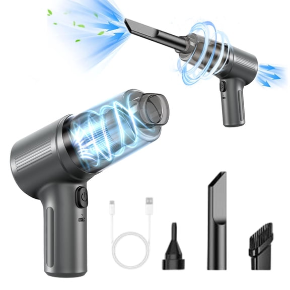 Wireless Car Vacuum Cleaner, Powerful 4-in-1 Handheld Portable Vacuum, 120W Motor 800L/min Suction Blower Inflator Deflator Mini Car Vacuum Cleaner with Accessories, Gray