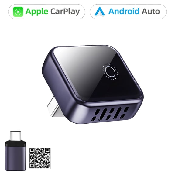 Wireless CarPlay, 2-in-1 IOS 10+ & Android 12+ Plug & Play CarPlay, Convert Wired to Wireless with USB & Type-C, Bluetooth version car player