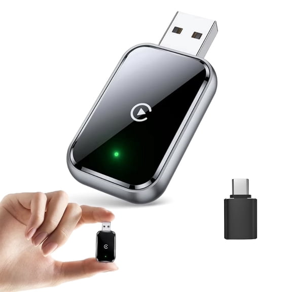 Soapow 2 in 1 Wireless CarPlay Adapter, USB-A to Type-C CarPlay Dongle, Wired to Wireless Converter for Apple & Android Auto, Plug and Play Black