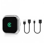 Wireless CarPlay Adapter, 2 in 1 Apple CarPlay and Android Auto Adapter with USB to USB & Type C Cables, Plug and Play,Silver