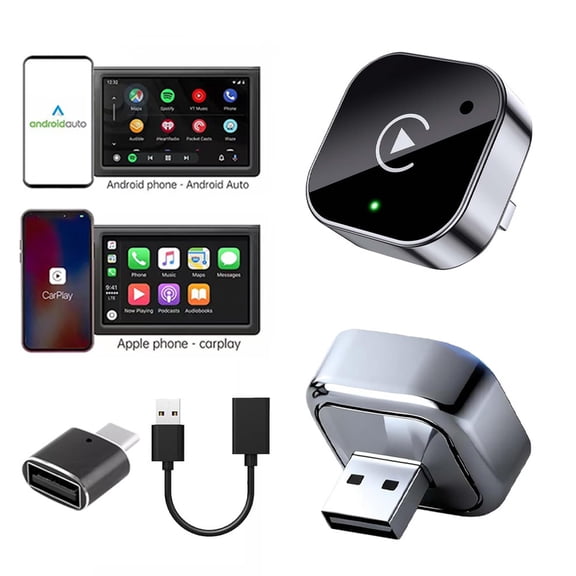 Wireless CarPlay Adapter, 2 in 1 Wireless CarPlay & Android Auto Box, Low Latency Plug and Play Dongle for iPhone & Android Phones
