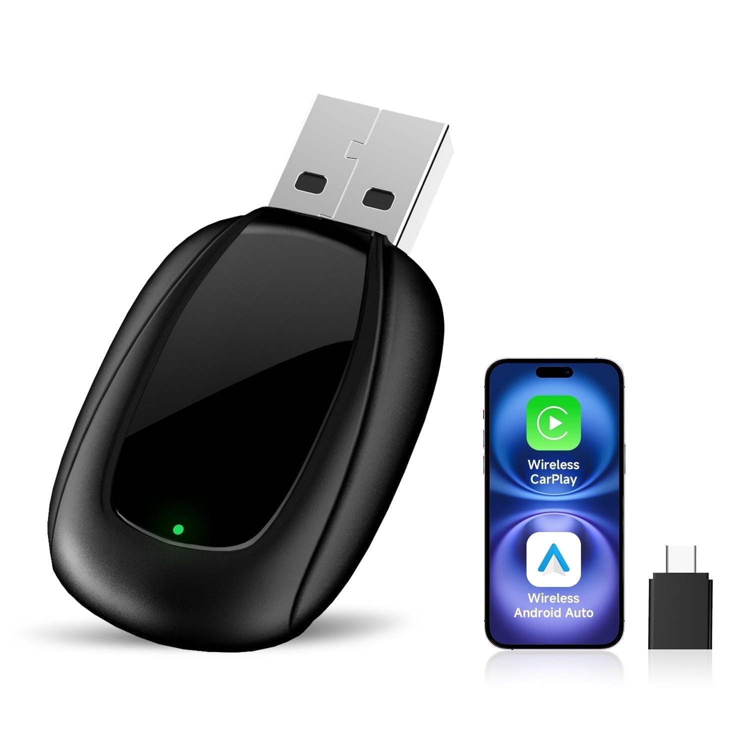Adaptateur CarPlay/Android Auto Sans Fil (2 En 1) - Plug & Play - Compatible IPhone/Android - Mise à Jour 2025