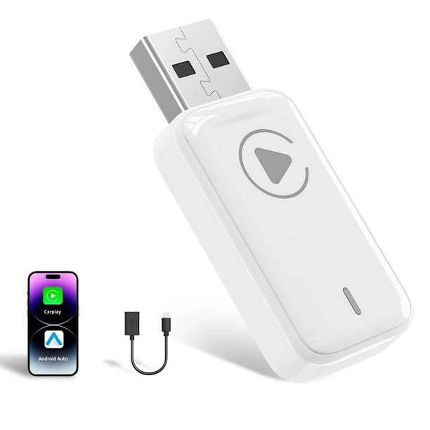Wireless CarPlay Adapter, 2-in-1 Plug & Play , Android Auto, Converts Wired to Wireless, Auto Connect, No Latency for Apple iPhone iOS 10+ and Cars from 2015+