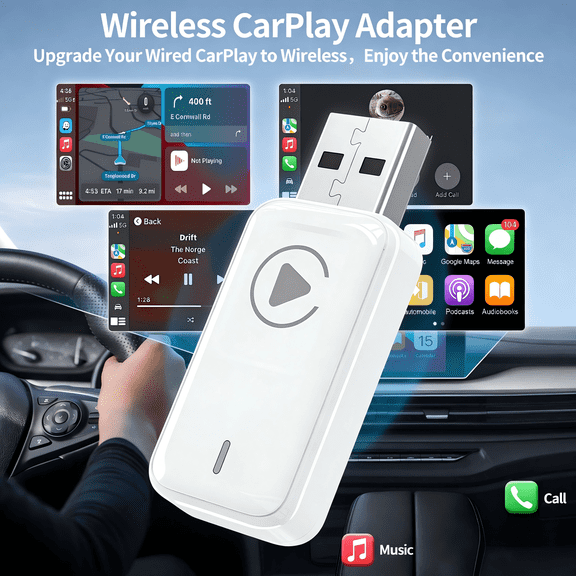 Wireless CarPlay Adapter for Apple iPhone, Mini Edition, Converts Wired to Wireless CarPlay Adapter,CarPlay Dongle Stick for Apple Wired CarPlay Cars & for iPhone iOS 10+, USB & Type-C, for Gifts