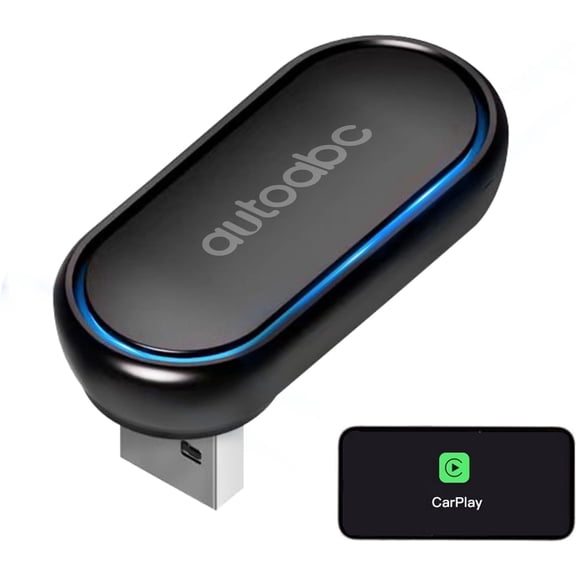 AUTOABC Wireless CarPlay Adapter - Mini USB Dongle, 360° Rotating Design, Plug & Play, Converts Wired to Wireless CarPlay for Cars After 2016, Retains OEM Functions