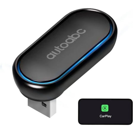 AUTOABC Wireless CarPlay Adapter - Mini USB Dongle, 360° Rotating, Plug & Play, Converts Wired to Wireless CarPlay for Cars After 2016, Retains OEM Functions