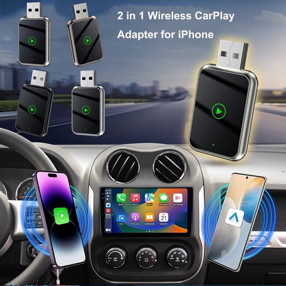 Wireless CarPlay Adapter & Android Auto Dongle, Fast Auto-Connect, Compact Plug & Play Wireless CarPlay Converter for iPhone & Android, No Delay, Seamless Reconnection