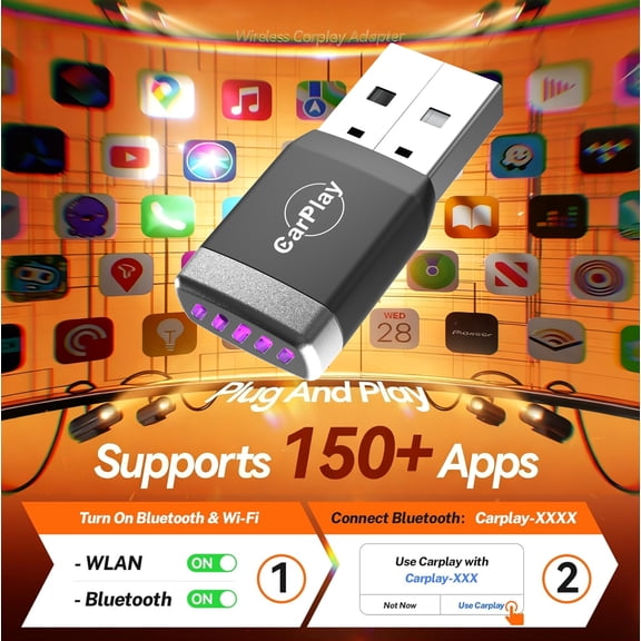 Wireless CarPlay Adapter for Apple iPhone Android Auto Adapter,3X Automatic Connection, Plug and Play 2.4/5.8G WiFi Compatible with iOS 10+, Android 11+