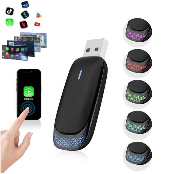 Wireless CarPlay Adapter for Apple iPhone iOS 10+ & Cars from 2016+, Mini Edition, Convert Factory Wired to Wireless CarPlay Dongle, Plug & Play, No Delay