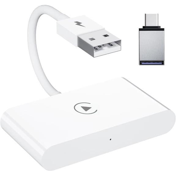 Wireless CarPlay Adapter,FIEWESEY CarPlay Dongle for OEM Wired CarPlay Cars Convert Wired to Wireless CarPlay, Support Online Update Plug & Play Easy Use Fit for Cars from 2015 & iPhone - White
