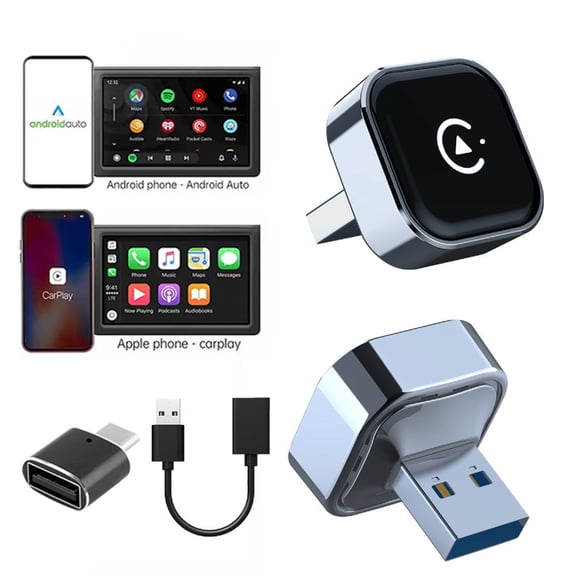 Wireless CarPlay Adapter for iPhone & Android, 2 in 1 Apple CarPlay and Android Auto Adapter, Plug and Play, Stable Connection, Black