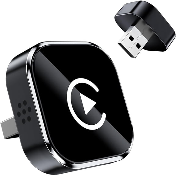 Wireless CarPlay Adapter for iPhone, 2025 Upgraded Wired to Wireless for Apple CarPlay, Mini USB Design Car Play Adapter with Type-C Extension, Plug and Play, Stable Connection & No Latency
