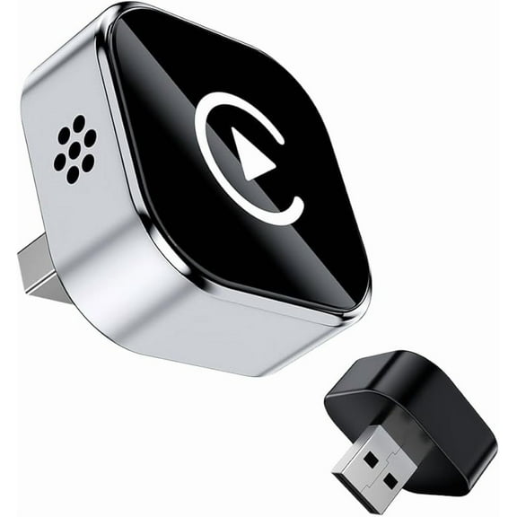 Wireless CarPlay Adapter for iPhone Android, 2025 Upgraded Mini USB Wireless for Apple Car Play Adapter, 2 in 1 Bluetooth Carplay Plug and Play for Car (Silver-C)