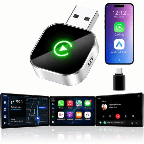 Wireless CarPlay Adapter for iPhone & Android Auto,Fast Auto-Connect, with Compact Size, Plug-and-Play Convenience, Stable Connection for CarPlay & Android Applications, Black