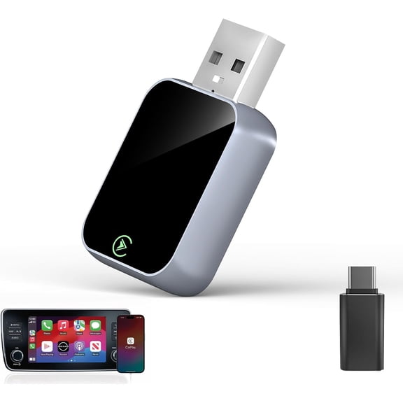 Wireless CarPlay Adapter for iPhone, Bluetooth & Wi-Fi, 3X Auto-Connect, No Latency, Apple CarPlay Compatible USB A/C,Plug and Play, Convert Factory Wired to Wireless Car Play Adapter