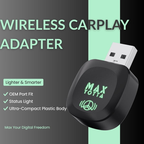 Wireless CarPlay Adapter for iPhone US - 2024 Model, Auto Connect for Factory Wired CarPlay Cars, Stable WiFi for Maps & Music, Plug & Play for Trucks, SUVs, Sedans 2016+ (USB-C Included)