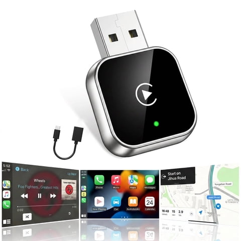 Wireless CarPlay Android Auto 2-in-1 Dongle, USB-C & USB-A Dual Port Design, Instant No-Lag Connection, Plug Play Wireless Upgrade for iPhone & Android, Compatible with 1000+ Vehicles